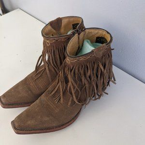 J. B. Dillon Leather Fringe Cowboy Boots